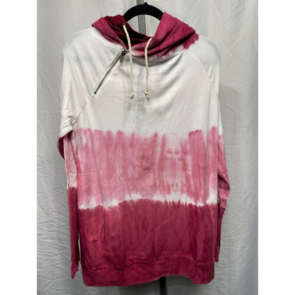 Ampersand Avenue Tie‎ Dye Hoodie Sweatshirt Pink White Burgundy Full Zip XL